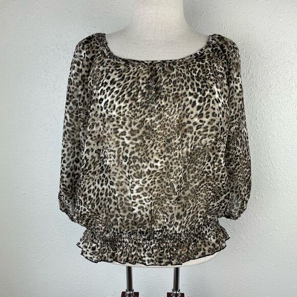 Bar & Chic Leopard Print Blouse Top Size S EUC - Picture 1 of 5